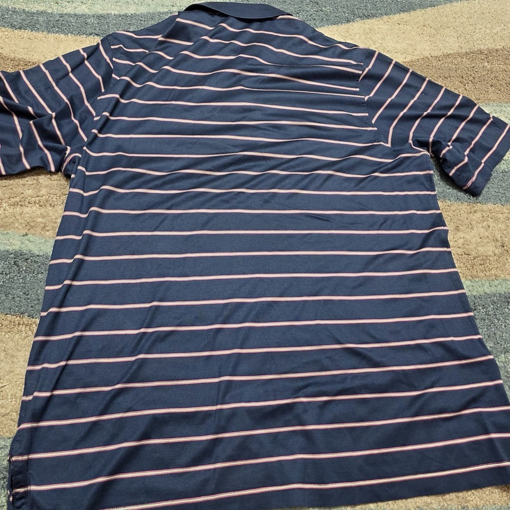 Masters Logo Golf Polo Shirt Fairway & Greene Men’s L Navy Stripe Embroidered - Picture 3 of 8